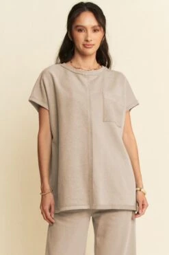 Davi & Dani Round Neck Short Sleeve Top And Pants Set