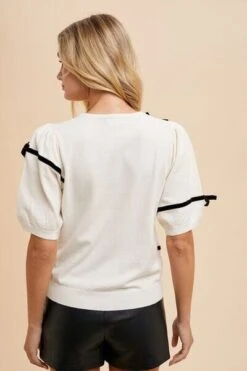 Annie Wear Striped Bow Round Neck Knit Top 11 Annie Wear Striped Bow Round Neck Knit Top -Sydney So Sweet d5ad238a 9cec 4088 a48b b43d53a21867 Min