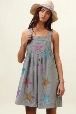 BiBi Star Rhinestone Washed Wide Leg Shortalls -Sydney So Sweet d89fcda4358a4c509b32c06e1f4d1ce0 Max Origin