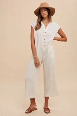 Annie Wear Button Detail Wide Leg Jumpsuit With Pockets -Sydney So Sweet da84ddd1 d439 40ac 8577 f6795f6c3b85 Max