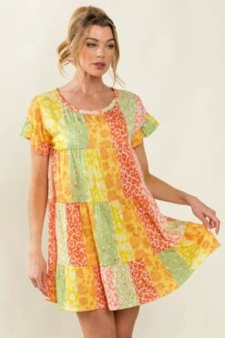 BiBi Leopard Short Sleeve Tiered Dress -Sydney So Sweet da8ff3ec b4e4 41c5 84fc 36eadaeeacca Max