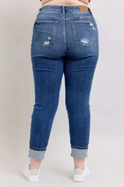 Judy Blue Full Size Mid Rise Boyfriend Destroy Jeans With Yoke Pockets And Faux Selvedge Cuff Plus Size -Sydney So Sweet dabebfda 1a35 4f17 8d2d eb245958341b Max Origin