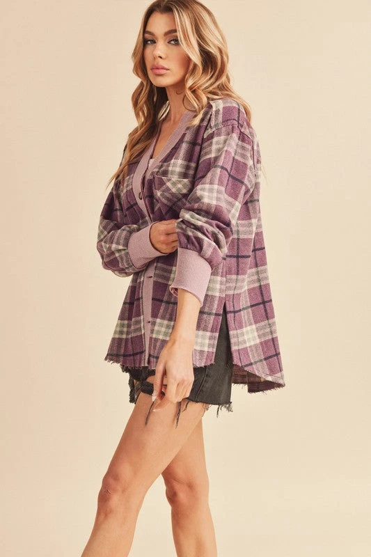 Aemi + Co Side Slit Patch Pocket Plaid Button Down Jacket 5 Aemi + Co Side Slit Patch Pocket Plaid Button Down Jacket - Image 3