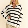 Davi & Dani High-Low Side Slit Striped Johnny Collar Sweater -Sydney So Sweet dae3921d 59a8 4dc4 9357 2b8f85ceff04 Max