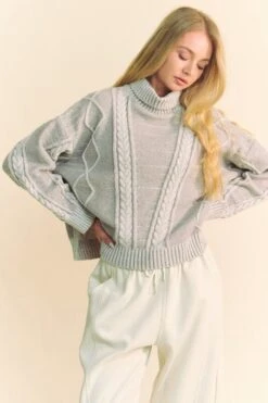 Davi & Dani Cable-Knit Turtleneck Dropped Shoulder Sweater -Sydney So Sweet ddc816e4 4f94 405f 9627 6bd7ce570774 Max