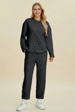 Double Take Full Size Texture Round Neck Long Sleeve Top And Pants Set -Sydney So Sweet de8b8f67 219e 44a9 9365 b6414167fede Max