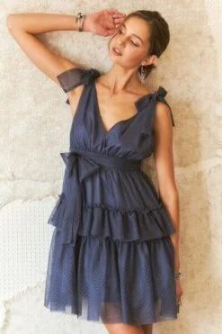 ADORA Tie Shoulder Polka Dot Mesh Dress -Sydney So Sweet df49e993 3250 456c 8361 b8d85df74598 Min