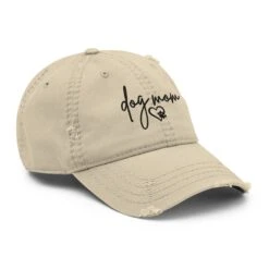Distressed Dog Mom Embroidered Hat -Sydney So Sweet distressed dad hat khaki right front 66a801aa39aa5