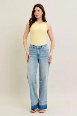 Judy Blue Full Size Mr Release Hem Wide Leg Jeans Plus Size -Sydney So Sweet e241a16cf6494f0b9235d63e8223f53f Max Origin