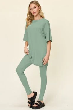 Double Take Full Size Round Neck Dropped Shoulder T-Shirt And Leggings Set -Sydney So Sweet e24abeac 2c9a 4f93 b9c2 4d76afce630c Max