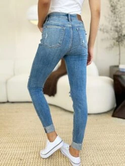 Judy Blue Full Size Mid Rise Destroy & Cuff Skinny Jeans -Sydney So Sweet e26cdf8d 829e 445c a47f 0ef1938fb523 Max