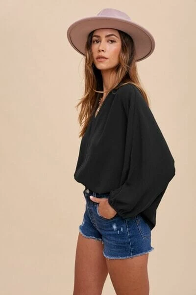 Annie Wear Notched Batwing Sleeve Blouse 5 Annie Wear Notched Batwing Sleeve Blouse - Image 3