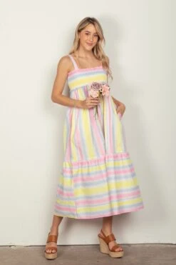 Striped Woven Smocked Midi Cami Dress -Sydney So Sweet e2e05b98 b2f6 4ed3 babe 111823a0216d Max