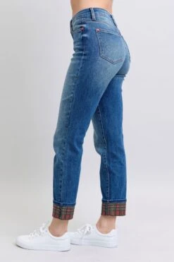 Judy Blue Full Size Plaid Print Cuff Straight Leg Jeans With Pockets -Sydney So Sweet e39d6b4d 6af6 417d 97a3 4b5ec96e8f14 Max
