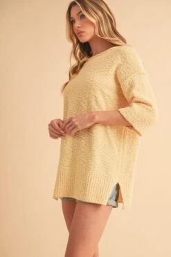 Aemi + Co Side Slit Ribbed Hem Round Neck Sweater -Sydney So Sweet e511145f c9ee 4623 ab58 9034b2f7192c Max