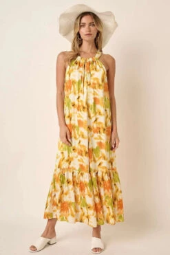 Mittoshop Watercolor Print Halter Neck Satin Maxi Dress -Sydney So Sweet e53ca0862fad4a2eba0a86031a41ea87 Max Origin