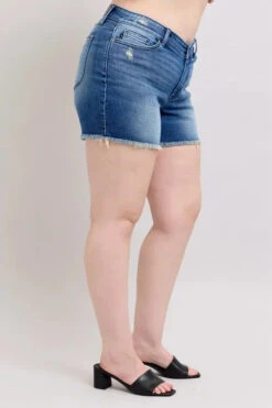 Judy Blue Full Size V-Front Denim Shorts With Shield Pockets Plus Size -Sydney So Sweet e5deb27b 1475 46ee 93d2 a9e85a3e5082 Max Origin