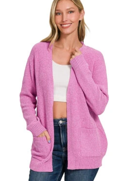 Zenana Melange Open Front Sweater Cardigan