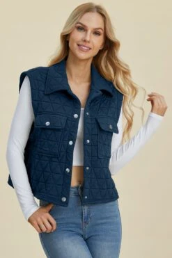 Double Take Full Size Pocketed Texture Snap Down Vest Coat -Sydney So Sweet e6a973bb 571e 4cd6 ba94 649835d62486 Max
