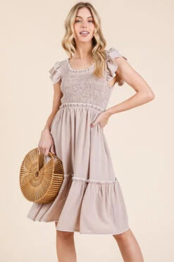 Lime 'N' Chili Ruffle Trim Smocked Dress With Contrast -Sydney So Sweet e6f3026dd8954374973e55c23cb008b0 Max Origin