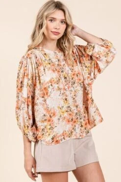 Mittoshop Flower Print Batwing Sleeve Button Down Blouse -Sydney So Sweet e7139856 dbf5 4b06 8cee 9c733b7b332c Min