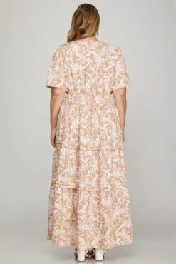 She + Sky Printed Notched Woven Tiered Pintuck Maxi Dress With Side Pockets -Sydney So Sweet e7f6d261 e8f4 478d 89a4 94082243d33b Max