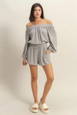 HYFVE Off Shoulder Top And Shorts Set