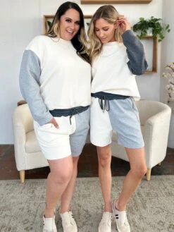 Double Take Full Size Contrast Drop Shoulder Top And Shorts Set -Sydney So Sweet e81d83e5 f6cd 4191 82c2 e4d40c895281 Max