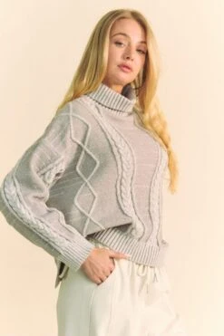 Davi & Dani Cable-Knit Turtleneck Dropped Shoulder Sweater -Sydney So Sweet e8577df1 b43f 45aa 8ab1 c44352e52af0 Max