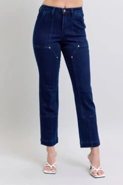 Judy Blue Full Size Hw Work Wear Knee Patch Straight Jeans Plus Size