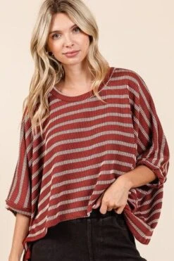 Mittoshop Texture Striped Print Round Neck Dolman Sleeve Top -Sydney So Sweet ebe6919d 5aa6 47e9 9a28 c0ce493d7c6e Min