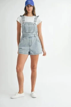 MABLE Square Neck Ruffle Shoulder Denim Overall Romper -Sydney So Sweet ebf0ee3b4bf144dd9f1b9ec3fa97bc95 Max Origin