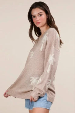 VERY J Palm Tree Graphic Oversized Knit Sweater -Sydney So Sweet f087c99a1dbc4f31a2c60350a28a97ea Max Origin