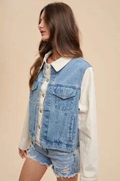 Annie Wear Collared Neck Double Placket Denim Jacket -Sydney So Sweet f152a909 cd6f 4a72 a556 93fc2c08b9bc Max