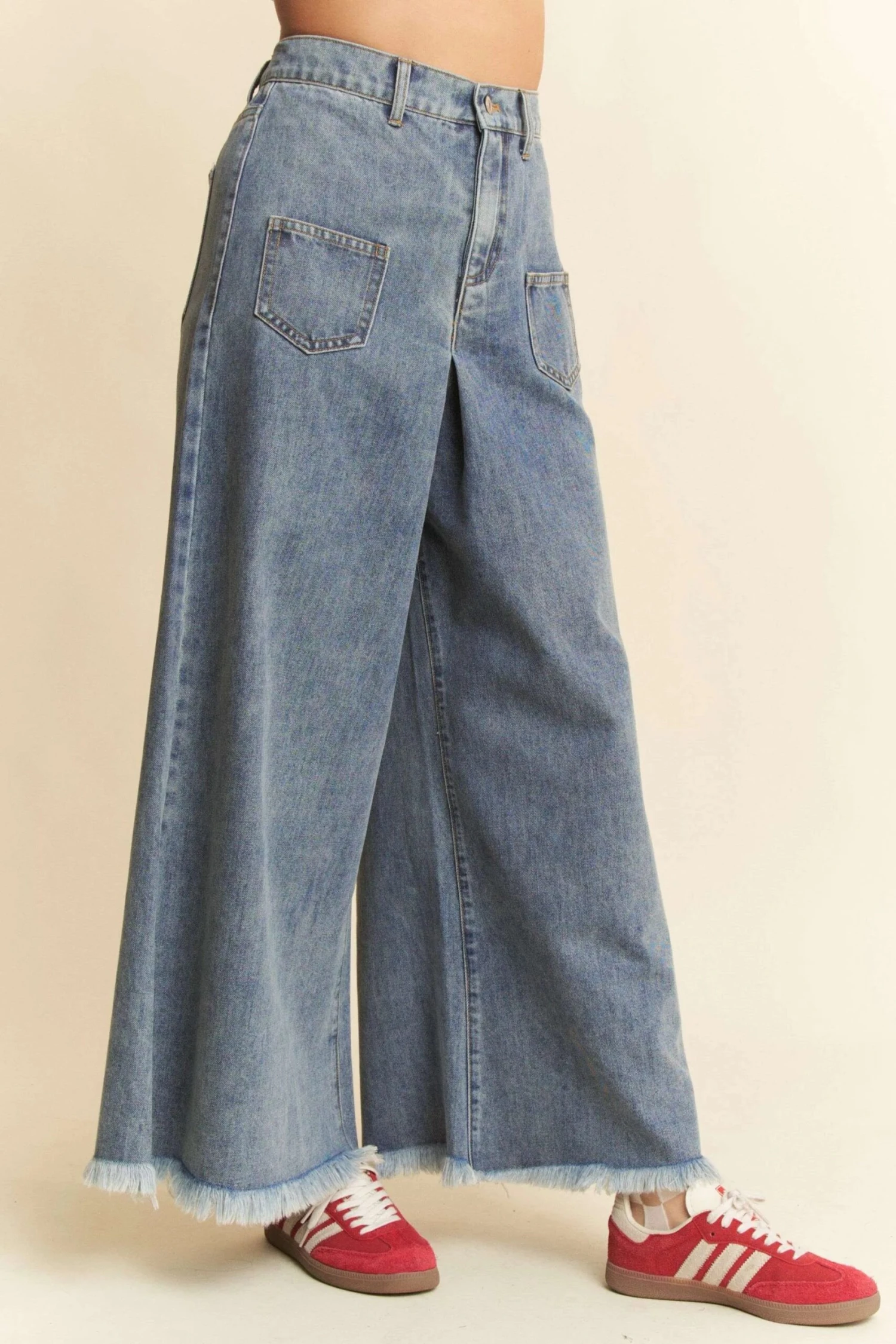 Davi & Dani Patch Pocket Wide Leg Culotte Jeans 6 Davi & Dani Patch Pocket Wide Leg Culotte Jeans - Image 4