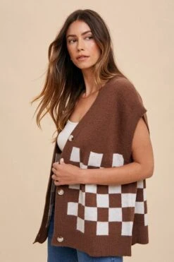 Annie Wear Checkered Button Down Short Sleeve Cardigan -Sydney So Sweet f3734451 2715 4354 9fd8 b663dab8bd4d Max