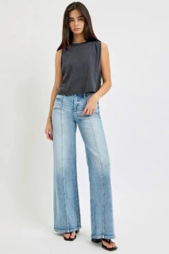 RISEN Full Size Mid Rise Wide Jeans With Front Patch Pocket Plus Size -Sydney So Sweet f3869056d1e344358cb38545b4d3d02f Max Origin