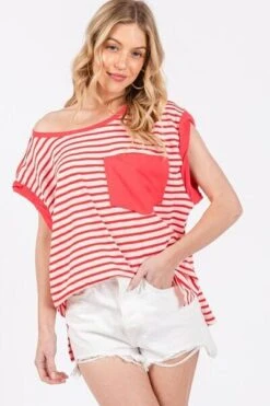 Ces Femme Side Slit Striped Cap Sleeve T-Shirt -Sydney So Sweet f419d50f deea 422d 84e6 8fb0126f8b74 Min