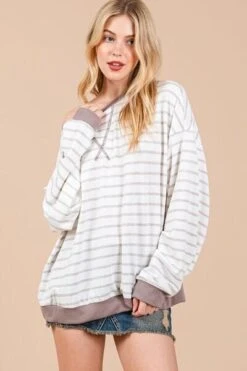 Ces Femme Striped Round Neck Drop Shoulder Sweatshirt -Sydney So Sweet f41def6b 179e 40af 9af5 34bd297982fe Min
