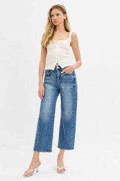 RISEN High Rise Crop Length Barrel Adjustable Waist Band Jeans -Sydney So Sweet f496da5e3f67446fb7686b09d55038ac Max Origin