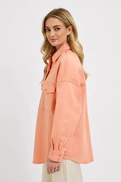 RISEN Full Size Button Down Long Sleeve Denim Shacket With Chest Pockets Plus Size 6 RISEN Full Size Button Down Long Sleeve Denim Shacket With Chest Pockets Plus Size - Image 4