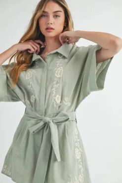 MABLE Embroidered Button Down Collared Neck Romper -Sydney So Sweet f60194ce69c340bb877bb7cc4eb910d1 Max Origin