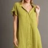 Umgee Full Size Raw Hem Button Down Short Sleeve Gauze Shirt Dress Plus Size -Sydney So Sweet f8816b28 3725 4412 b548 6ec992a1a6be Min