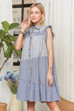ADORA Button Down Textured Babydoll Dress -Sydney So Sweet f9932c85f035404ba900d92668b3e3ea Max Origin