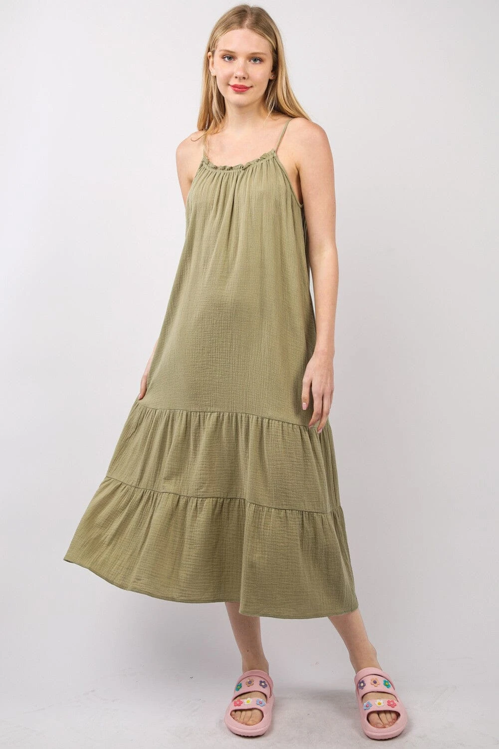 VERY J Ruffled A-Line Midi Cami Dress 3 VERY J Ruffled A-Line Midi Cami Dress