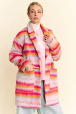 Davi & Dani Contrast Striped Open Front Coat With Pockets -Sydney So Sweet fc8cea2b c802 40d1 8aba b565e1b63580 Max