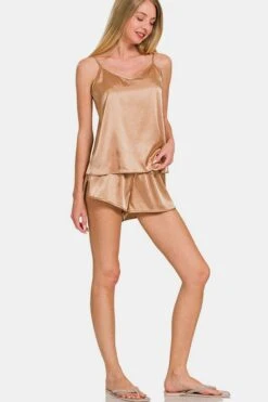 Zenana V-Neck Satin Cami And Elastic Waist Shorts Lounge Set -Sydney So Sweet fd3143c2 564d 4c59 8aa6 ddda97b169ef Max