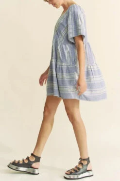 Davi & Dani Embroidered Stripe Ruffled Gingham Mini Dress -Sydney So Sweet fea29cf4d71048bc878d2cc1e157ca10 Max Origin