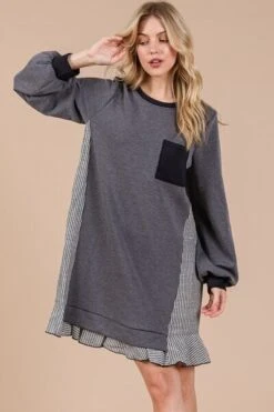 Ces Femme Striped Patchwork Round Neck Terry Sweatshirt Dress -Sydney So Sweet fed4f331 7437 42f7 a99c 477288521380 Min