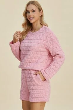 Double Take Full Size Texture Round Neck Long Sleeve Top And Shorts Set -Sydney So Sweet ffedd2d3 aa0a 4751 92da 13a02d16b298 Max